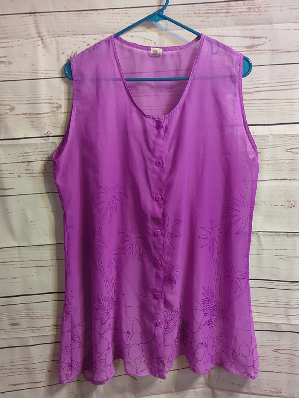 Purple Sleeveless Button-Front Women’s Top